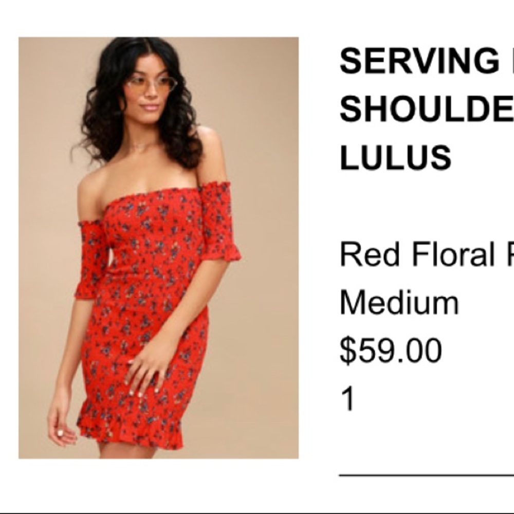 RED FLORAL PRINT OFF-THE-
SHOULDER BODYCON DRESS